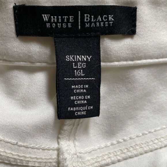 White House Black Market Womens Ivory Casual Slim Pants Stretch Size 16L - Picture 6 of 7
